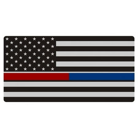 212 Main LPO5114 6 x 12 in. Thin Red & Blue Line on Gray U.S. Flag Photo License Plate