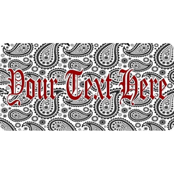 Paisley Print Gray Photo License Plate