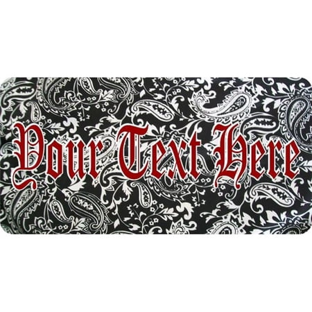 Paisley Print Black Photo License Plate