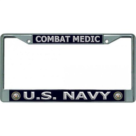 212 Main LPO5163 6 x 12 in. U.S. Navy Combat Medic Chrome License Plate Frame