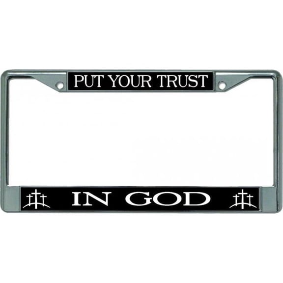 212 Main LPO5174 6 x 12 in. Put Your Trust in God Chrome License Plate Frame