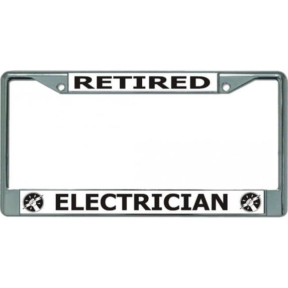 Retired Electrician Chrome License Plate Frame