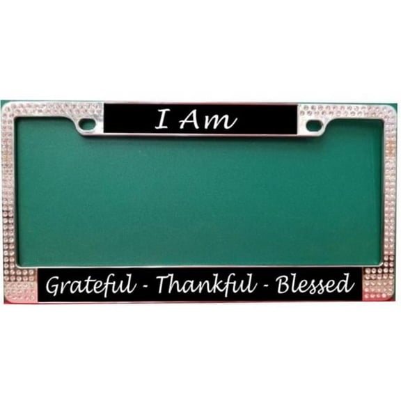 212 Main LPO5504 I am Grateful Chrome License Plate Frame with Double Row White Crystals