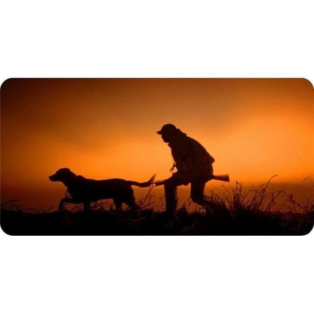 212 Main LPO5621 6 x 12 in. Hunter with Dog Silhouette Photo License Plate
