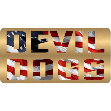 212 Main LPO5696 6 x 12 in. Devil Dogs Gold Brushed Photo License Plate