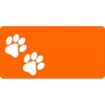 212 Main LPO575 White Paw Prints Offset on Orange License Plate