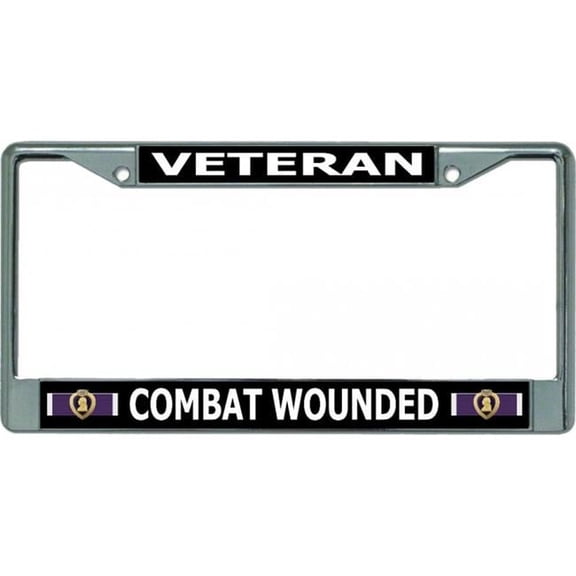Purple Heart Combat Wounded Veteran #2 Chrome License Plate Frame