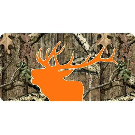 212 Main LPO5807 6 x 12 in. Elk Head Orange Silhouette on Camo Photo License Plate