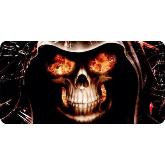Flaming Skull #2 Photo License Plate