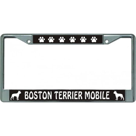 Boston Terrier Mobile Chrome License Plate Frame