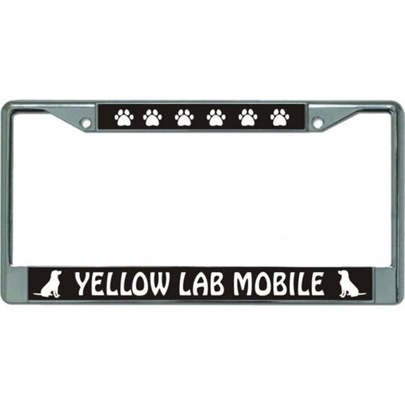 Yellow Lab Mobile Chrome License Plate Frame