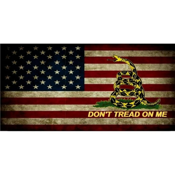 212 Main LPO6048 6 x 12 in. Dont Tread on Me on Worn U.S. Flag Photo License Plate