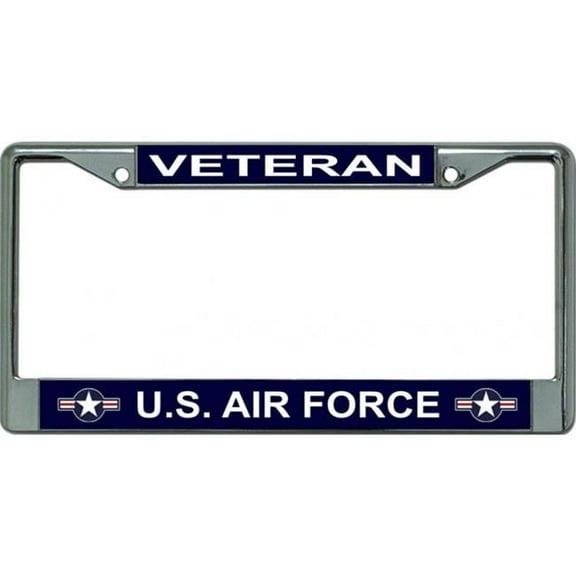 Air Force Veteran Star Logo Chrome License Plate Frame