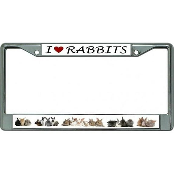 I Love Rabbits #2 Chrome License Plate Frame