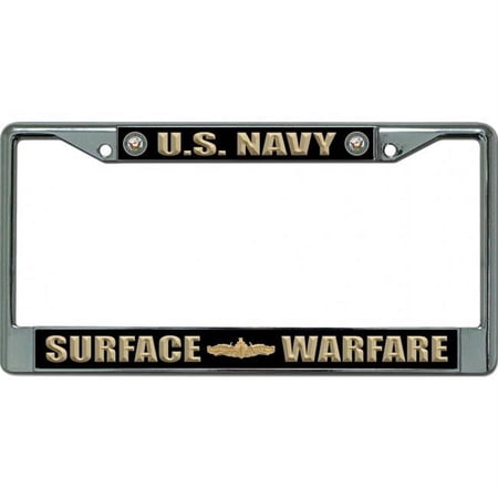 212 Main LPO6210 6 x 12 in. U.S. Navy Surface Warfare Chrome License Plate Frame