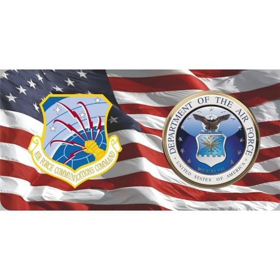 212 Main LPO6359 6 x 12 in. Communications Command & Air Force on U.S. Flag Photo License Plate
