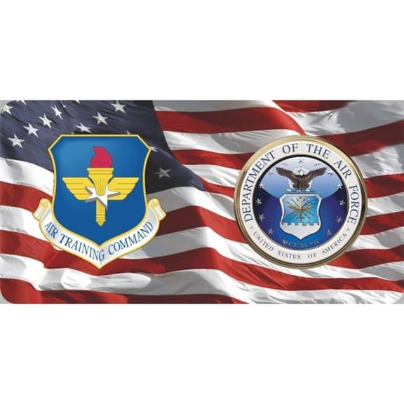212 Main LPO6362 6 x 12 in. Air Training Command & Air Force on U.S. Flag Photo License Plate