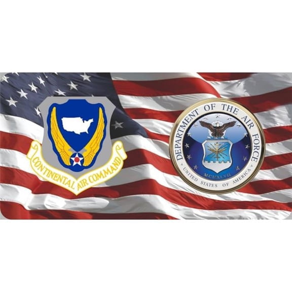 212 Main LPO6366 6 x 12 in. Continental Air Command & Air Force on U.S. Flag Photo License Plate