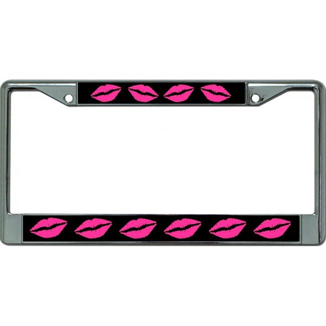 212 Main LPO6425 6 x 12 in. Pink Lips Chrome License Plate Frame