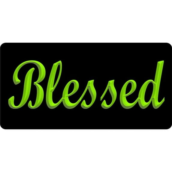 Blessed 3D Chartreuse Photo License Plate