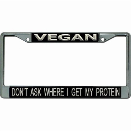 Vegan Don't Ask Chrome License Plate Frame