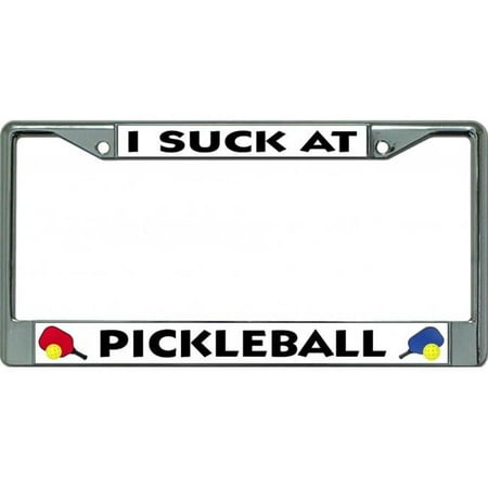 212 Main LPO6567 6 x 12 in. I Suck at Pickleball Chrome License Plate Frame