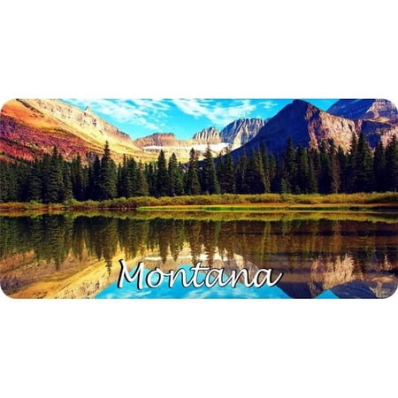 Montana Mountain Reflection Scene Photo License Plate