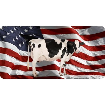 212 Main LPO6681 6 x 12 in. Cow on Wavy Flag Photo License Plate