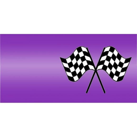 212 Main LPO6738 Racing Flags on Purple Offset Photo License Plate