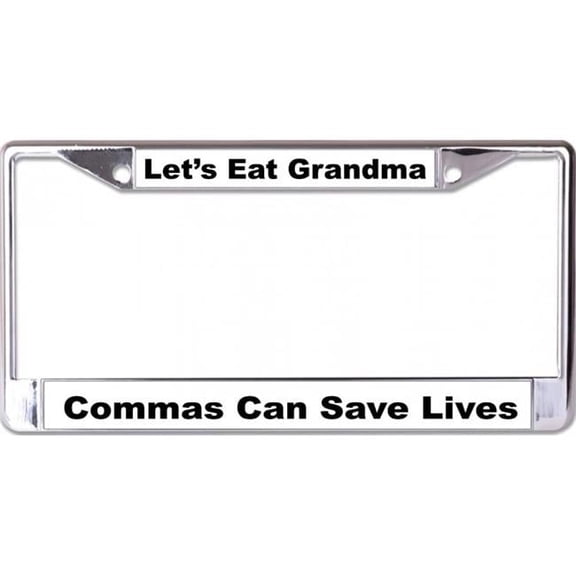 Commas Can Save Lives Chrome License Plate Frame