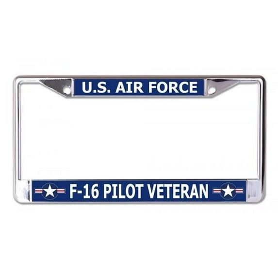 U.S. Air Force F-16 Pilot Veteran Chrome License Plate Frame