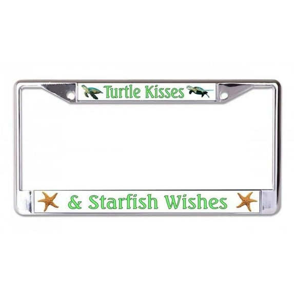 212 Main LPO7010 6 x 12 in. Turtle Kisses & Starfish Wishes Chrome License Plate Frame