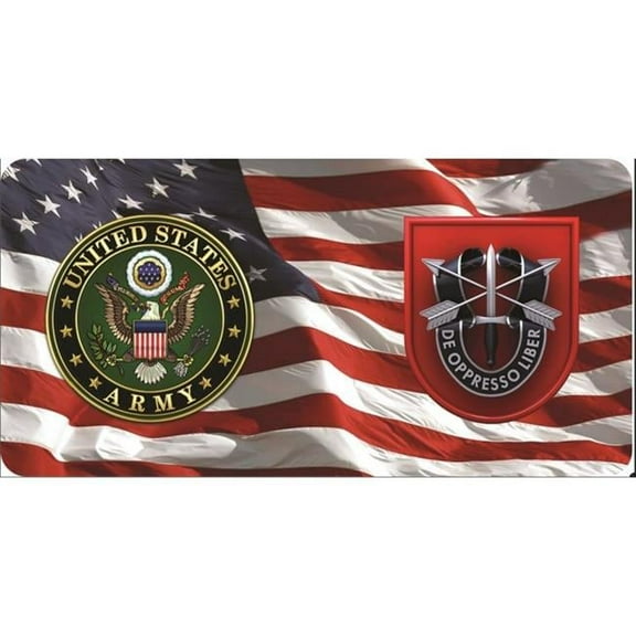 212 Main LPO7018 6 x 12 in. U.S. Army 7th Special Forces Group on U.S. Flag Photo License Plate