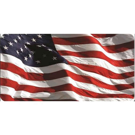 United States Flag Waving Photo License Plate