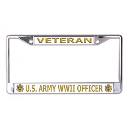 U.S. Army WW2 Officer Veteran Chrome License Plate Frame