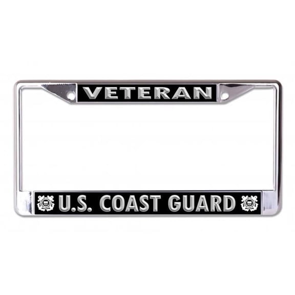 212 Main LPO7167 6 x 12 in. U.S. Coast Guard Veteran Black & Silver Chrome License Plate Frame