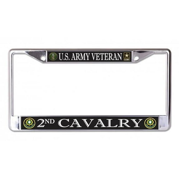 U.S. Army 2nd Cavalry Veteran Chrome License Plate Frame
