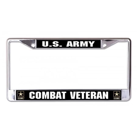 U.S. Army Combat Veteran Chrome License Plate Frame