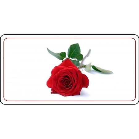 Single Red Rose Photo License Plate
