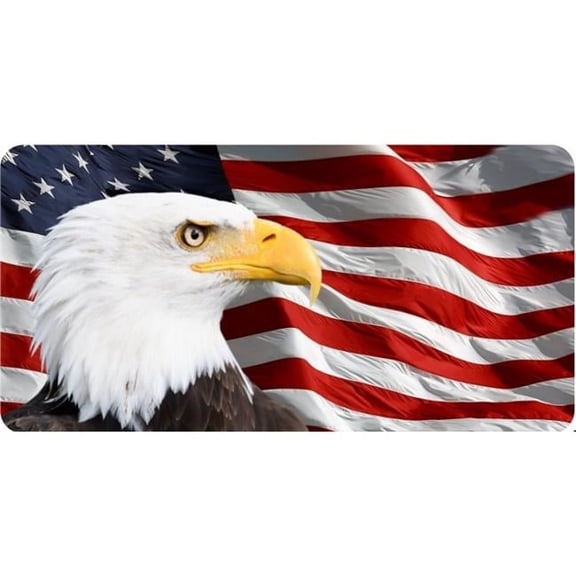 212 Main LPO7297 6 x 12 in. Eagle on U.S. Waving Flag Photo License Plate