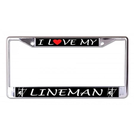 I Love My Lineman #3 Chrome License Plate Frame
