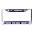 thumbnail image 1 of U.S. Air Force Retired Chief Master Sergeant Chrome License Plate Frame, 1 of 1