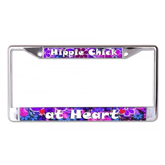 212 Main LPO7329 6 x 12 in. Hippie Chick at Heart Chrome License Plate Frame