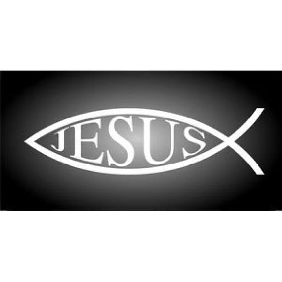 White Jesus Fish Photo License Plate