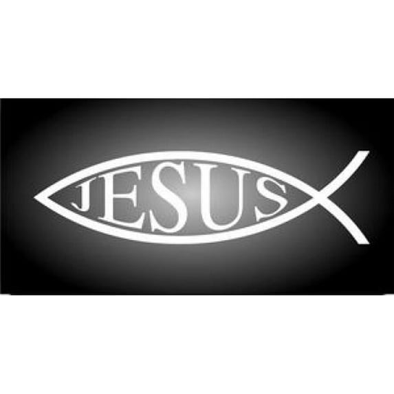 White Jesus Fish Photo License Plate