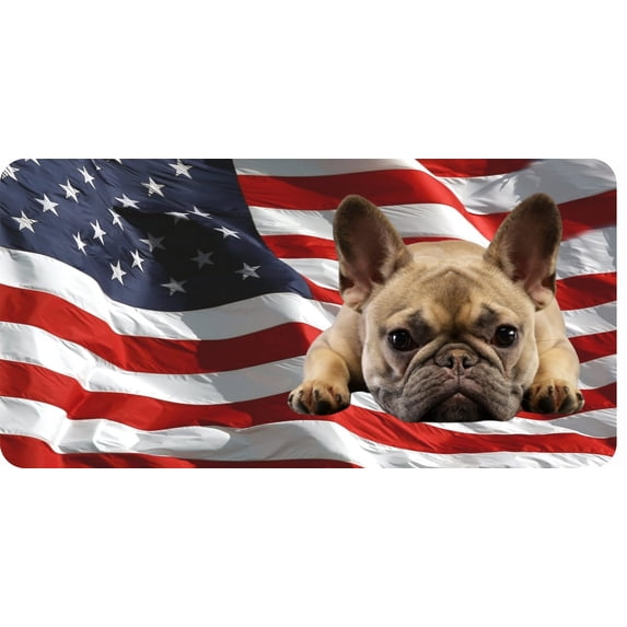 212 Main LPO7539 6 x 12 in. French Bulldog on U.S. Flag Photo License Plate