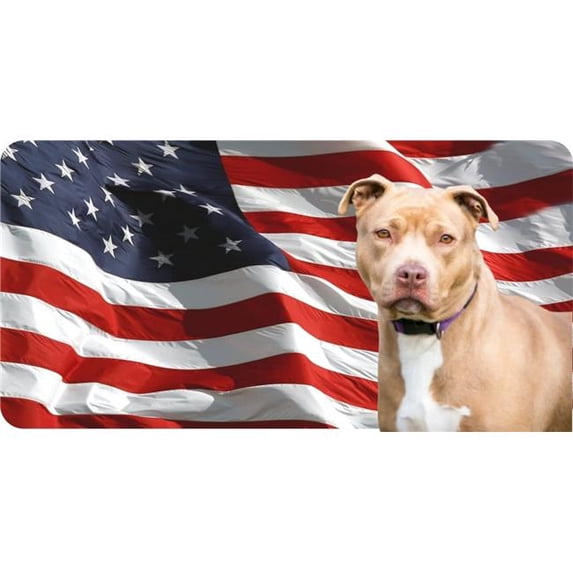 212 Main LPO7542 6 x 12 in. Pitbull on U.S. Flag Photo License Plate