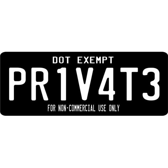 212 Main LPO7618 4.5 x 12 in. Lawful Traveler Private on Black Half Size Photo License Plate