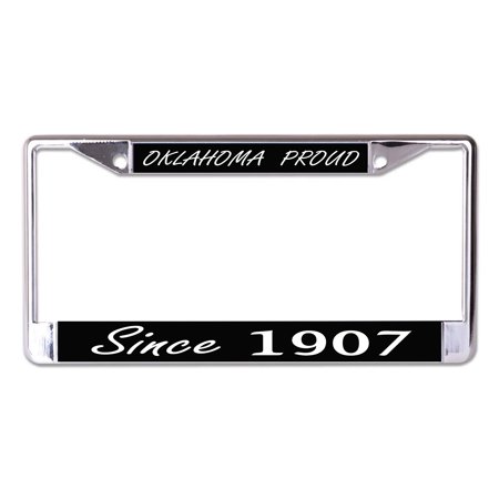 212 Main LPO7673 6 x 12 in. Oklahoma Proud Since 1907 Chrome License Plate Frame