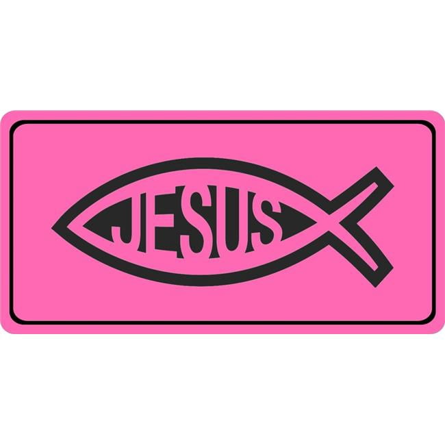 Pink Jesus Fish 212 Main LPO7810 6 x 12 in. Jesus Fish on Hot Pink Photo License Plate ...